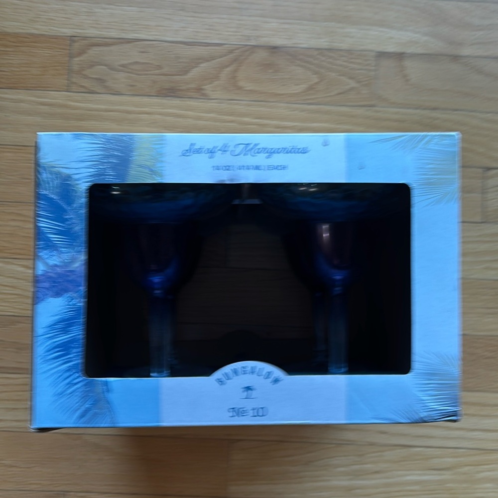 Bungalow blue margarita glasses - set of 4